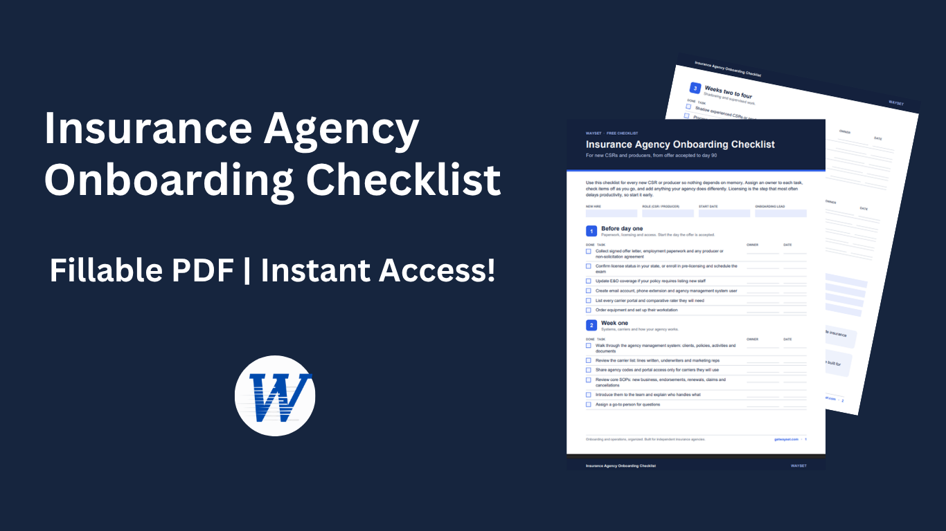 The Insurance Agency Onboarding Checklist for New CSRs and Producers